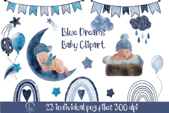 Blue Dreams Baby Clipart