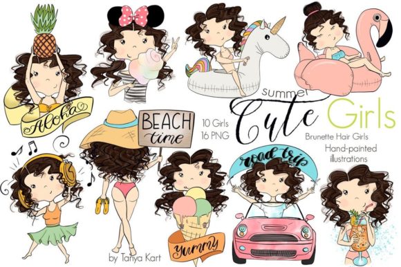 Cute Summer Brunette Hair Girls