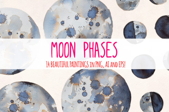 Discover the Magic of Moon Phases with the First Edition of the Moon Watercolour Graphic Element Bundle