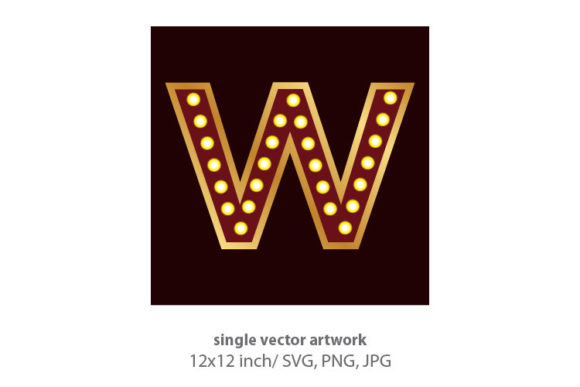 Lights Bulbs Inside Decorative Letter W: A Versatile Digital Art Asset