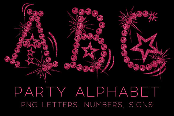 Red Glitter Party Alphabet: A Versatile Digital Clip Art Resource