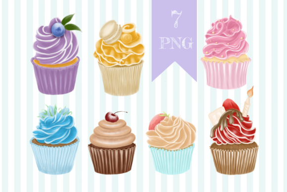 Set Illustrations Cupcakes: A Versatile Resource for Digital Designers