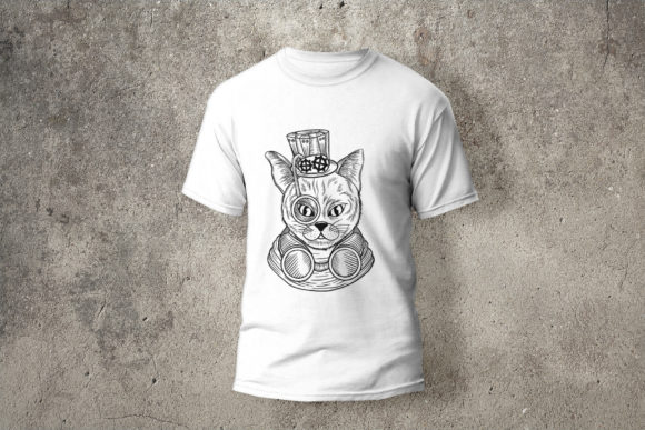 Steampunk Cat Illustration in Top Hat