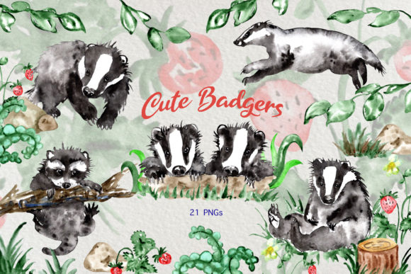 Watercolor Cute Badgers Collection: A Versatile Artistic Resource for Modern Creatives