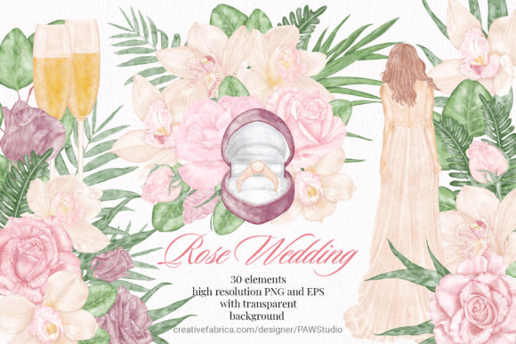 Wedding Flower Bride Rose Orchid Clipart